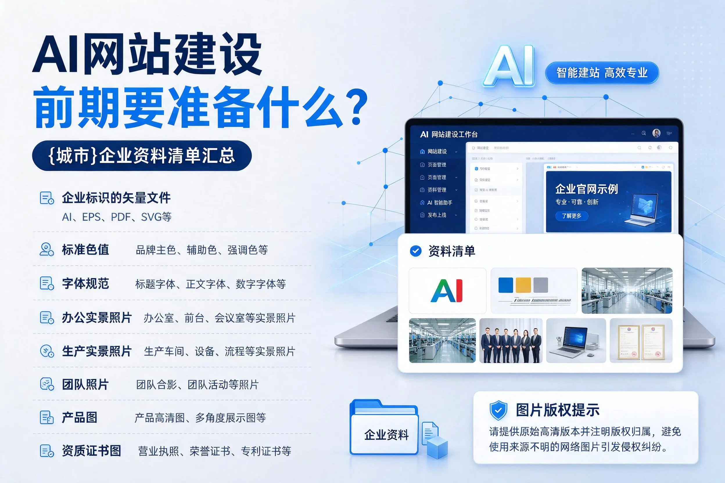 AI网站建设前期要准备什么？可克达拉企业资料清单汇总