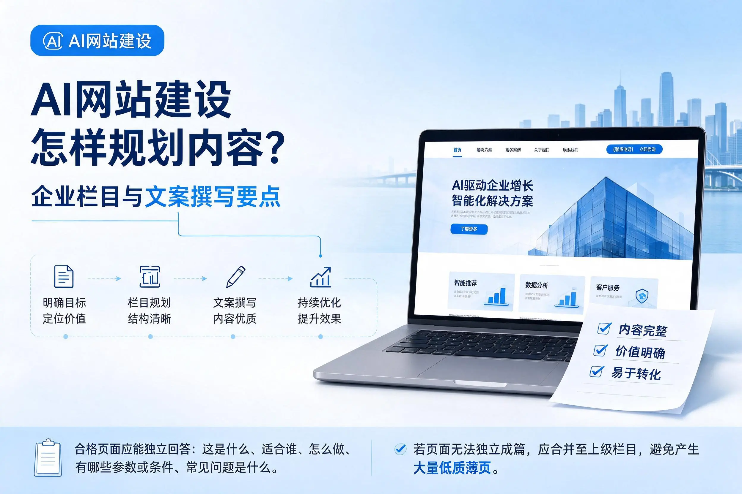AI网站建设怎样规划内容？可克达拉企业栏目与文案撰写要点