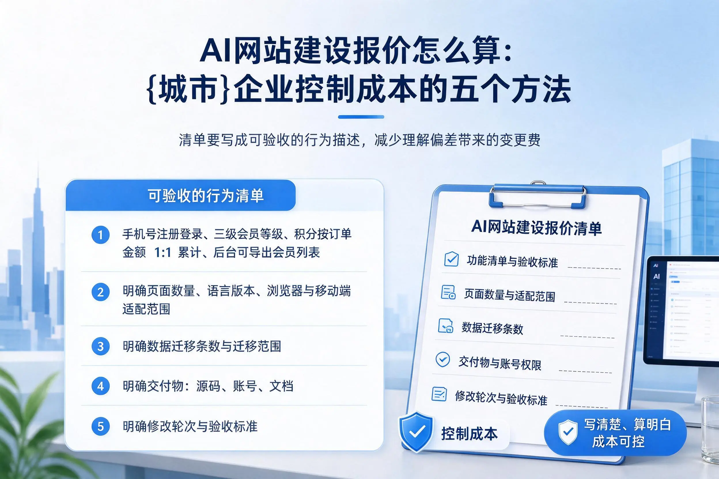 AI网站建设报价怎么算:可克达拉企业控制成本的五个方法